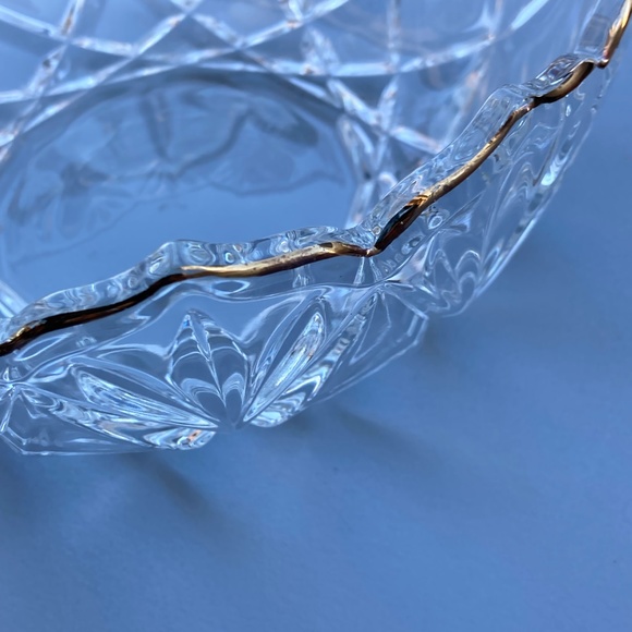 Serving Cut Glass Bowl with Gold Trim - Picture 2 of 5